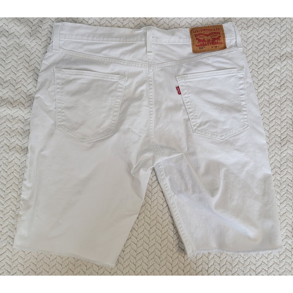 Levi's 511 White Cut-Off Distressed Shorts Mens Size 34x11 White Denim - Picture 4 of 8